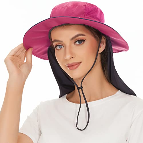 [Bassdash] Women's Fishing Hat - Water-repellent, UPF50+ UV Protection, Quick-drying, Lightweight Cap - Fishing, Sun Hat, Farming, Hiking (Rose Pink/D