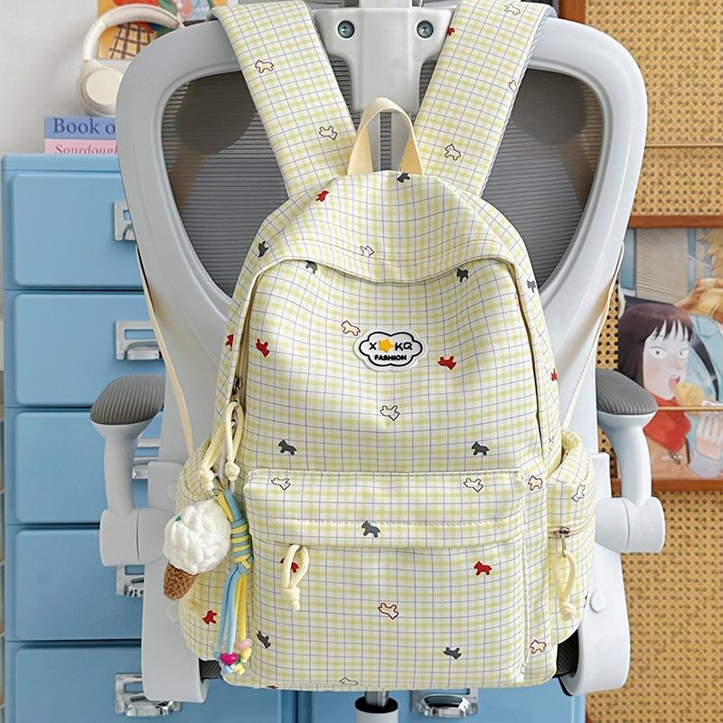 Schoolbag pastoral high school schoolbag female ins niche cartoon large capacity Korean backpack junior high school high value backpack