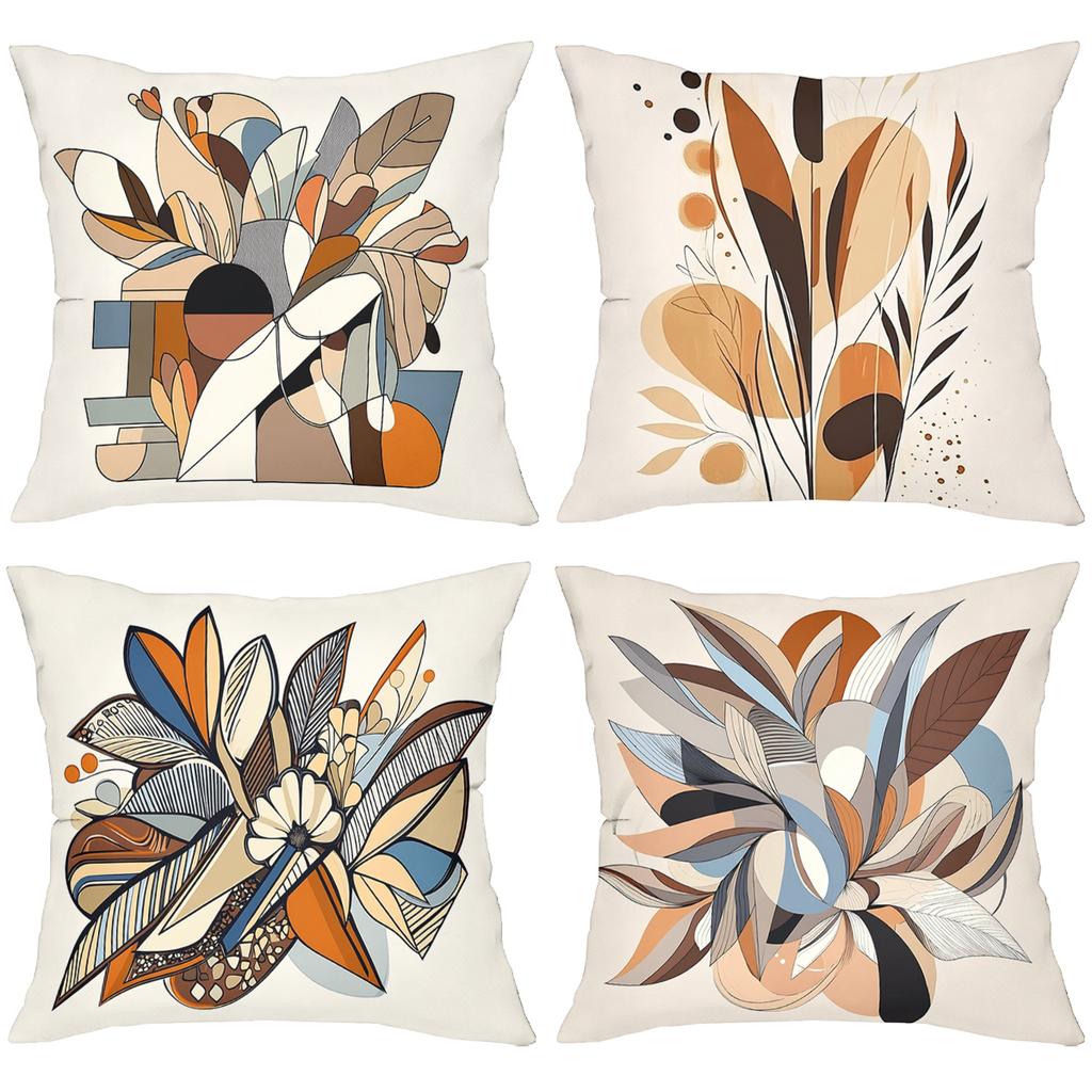 Modern Abstract Floral Pattern Decorative Cushion Covers Polyester Pillowcase, Sofa Decorative Cushion Cov Headboard Pillow