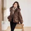 Winter women's small short thickened loose cotton-padded clothes, warm hooded jacket