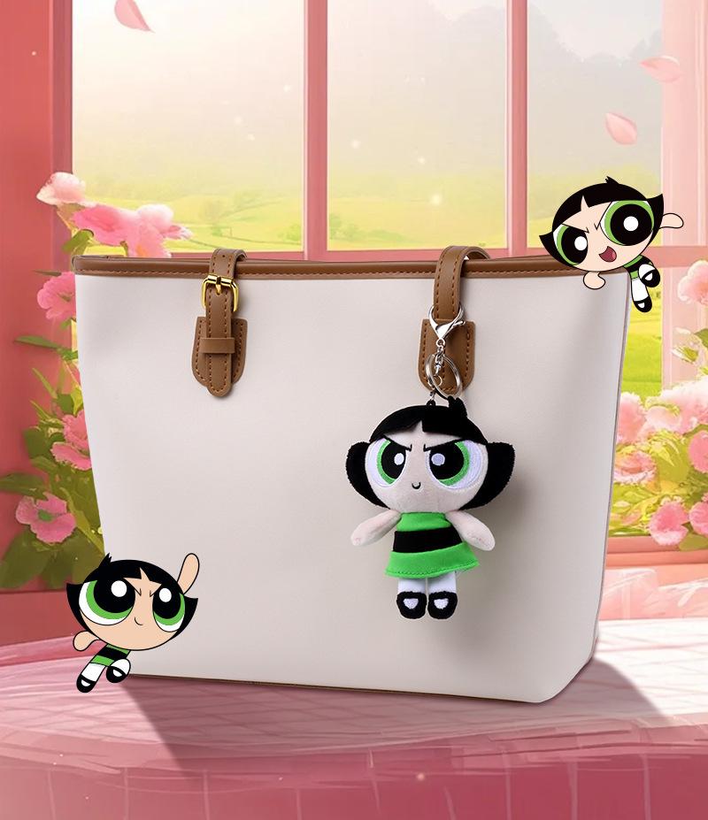 Powerpuff Girls Bubbles Plush Keychain - Cute Cartoon Doll for New Year Gift