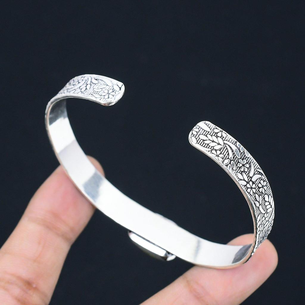 Anniversary Gift For Her Natural Atlantisite Bangle Adjustable 925 Silver