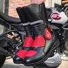 Unisex Black Red Heavy Duty Protective Motorcycle Shoes High Top Riding Boots Reinforced Sole Biker Outdoor Travel Footwear