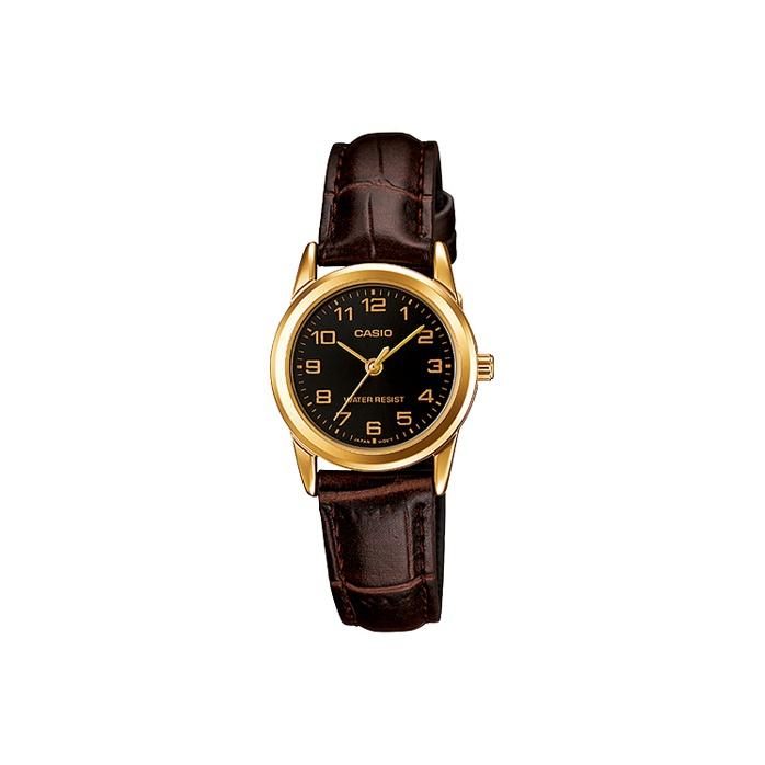 CASIO Women s Standard Series 31mm Black Watch LTP-V001GL-1B LTP-V001GL-1B Brown Strap