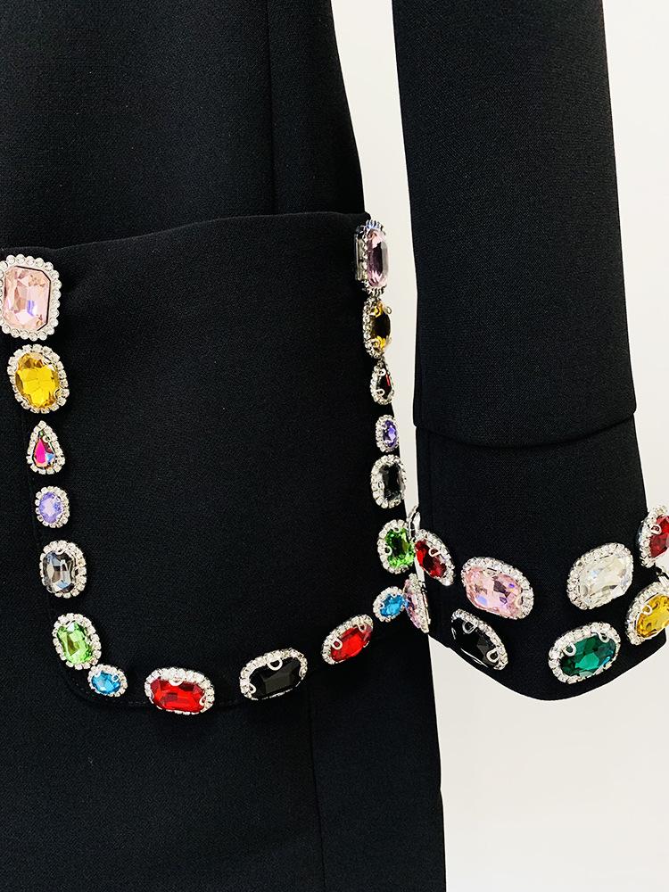 High-End Strass- und Edelstein-Perlen-Langarmkleid - Mode Frühjahr 2026