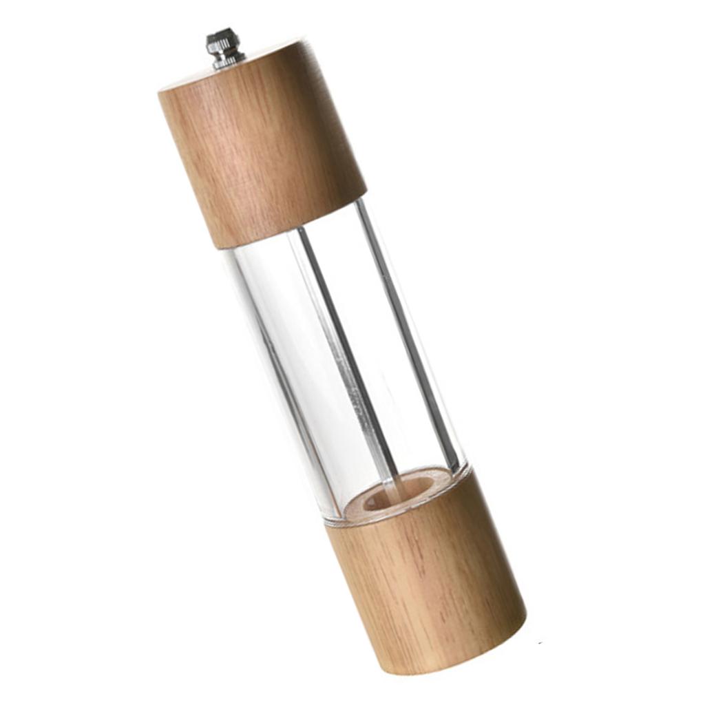 Manual Pepper Grinder Multifunctional Efficient Grinding Oak   Acrylic Pepper Mills Shakers