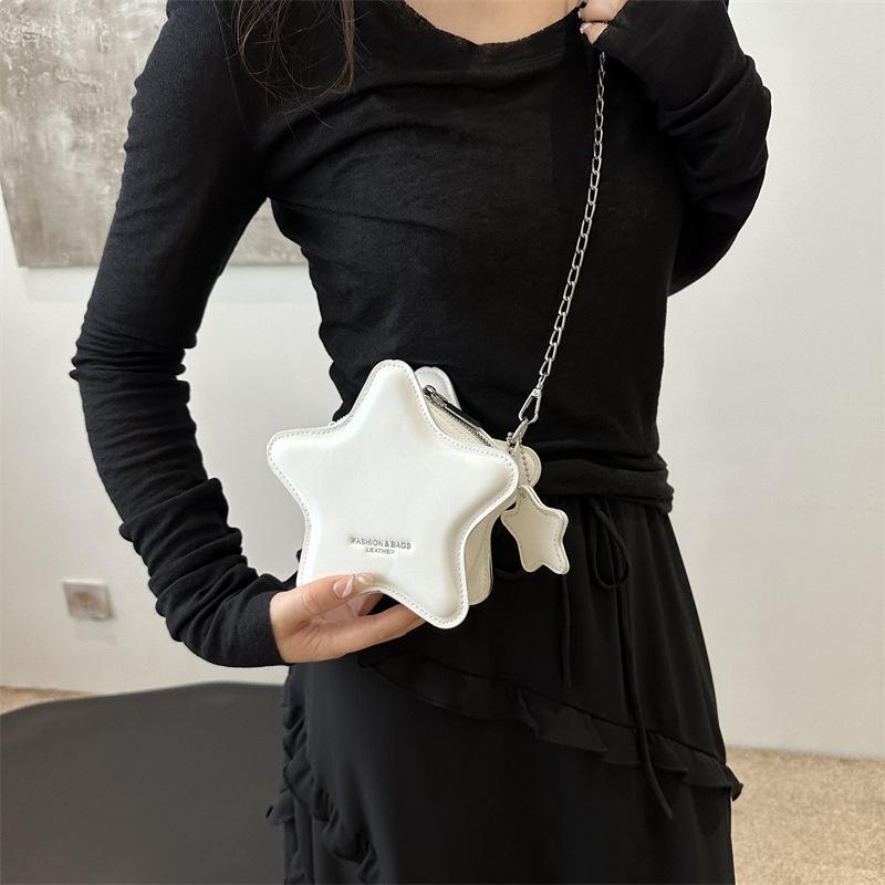 Luxus Damen Candy Color PU Leder Umhängetasche Casual Kette Kleine Sternform Schulter Messenger Bag