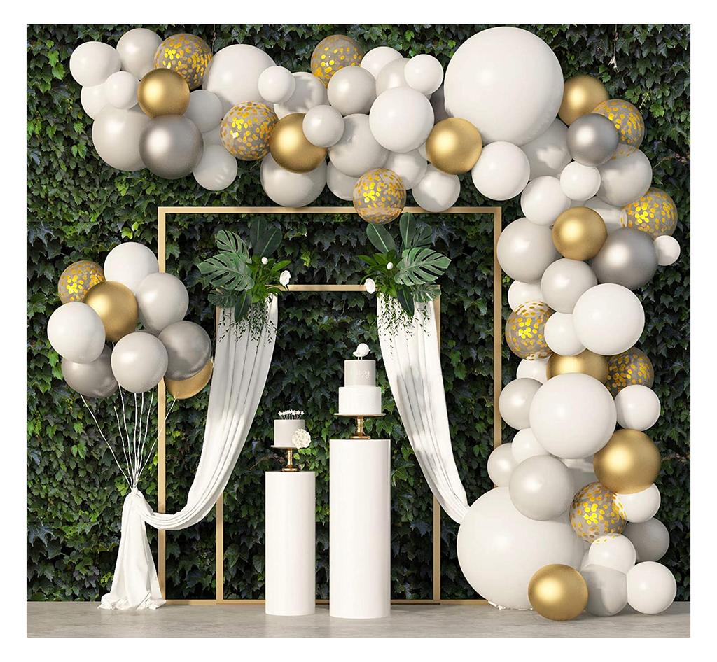 LEMON White Gold Balloon Garland Arch Kit Metallic Confetti Globos Wedding Baby Shower Birthday Party Decorations Supplies