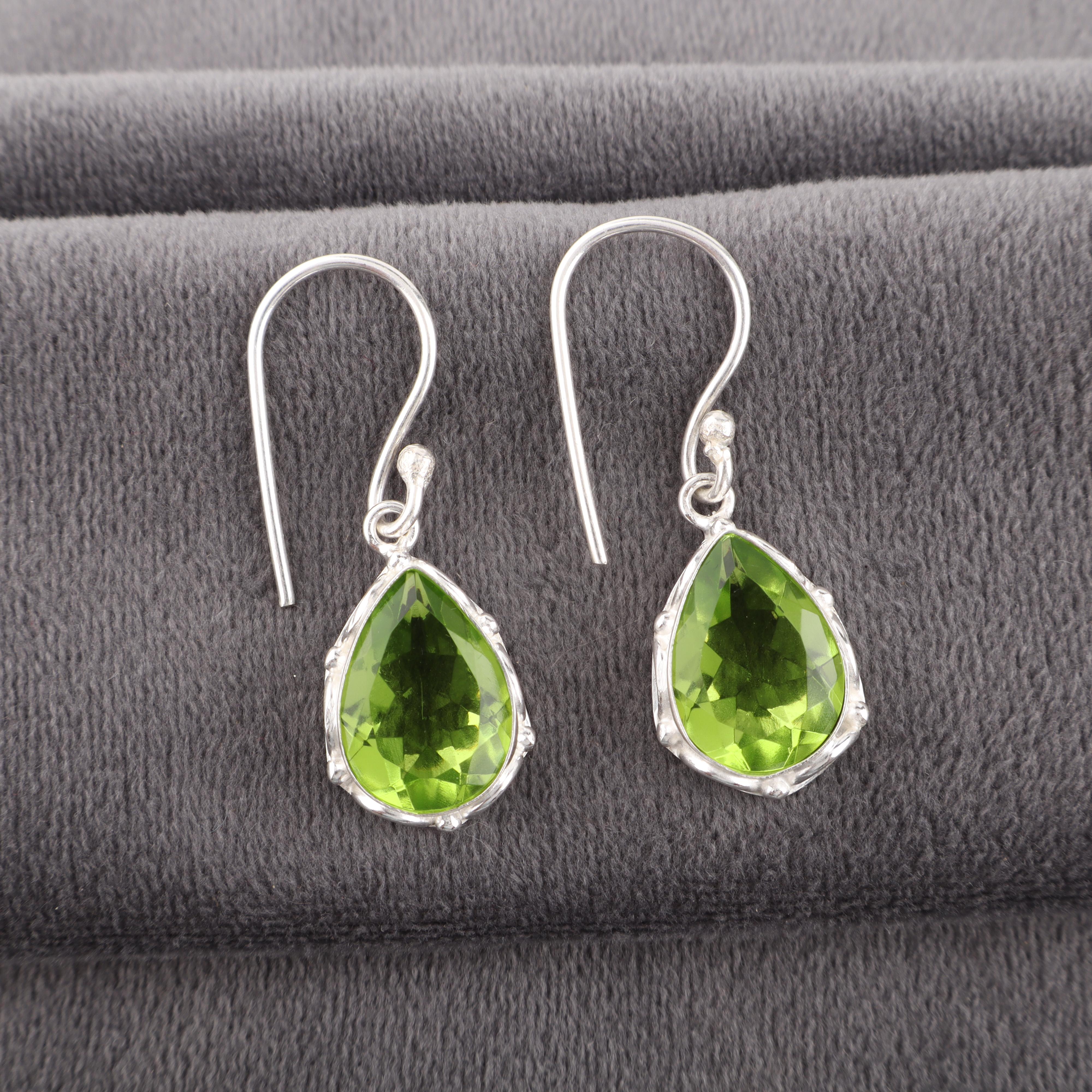 

Серьги с перидотом, Серьги из драгоценных камней ручной работы, Серьги из стерлингового серебра 925 пробы, Изящные украшения, Для подарка на помолвку 1.30 Inches зелёный