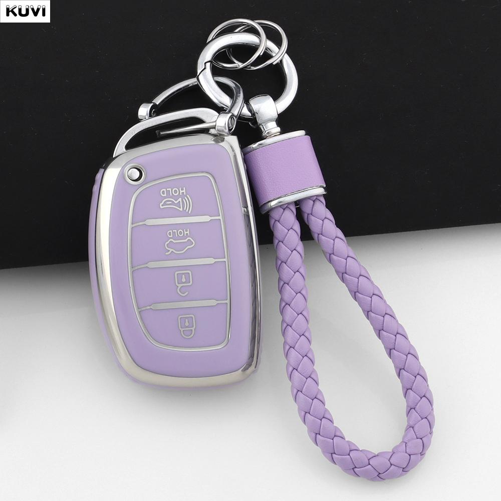 3 4 Button Soft Tpu Car Smart Key Case Fob Keychain For Hyundai Tucson Santa Fe Rena Sonata Elantra Creta Ix35 Ix45 I10 I30 I40