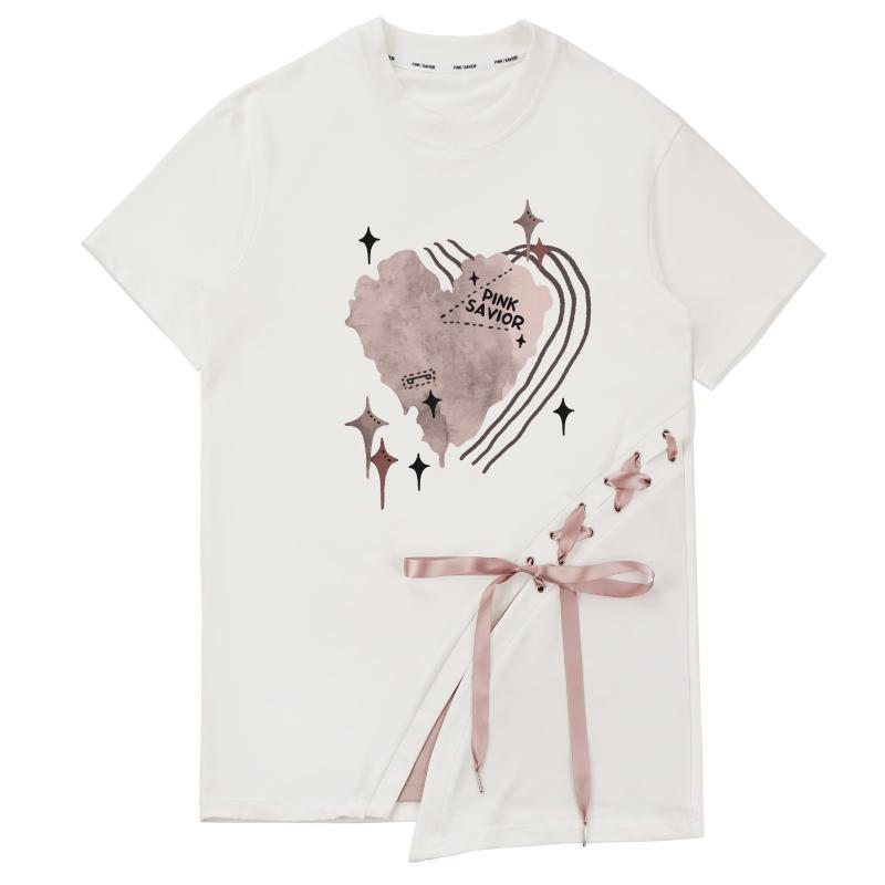 

Корейская летняя футболка Y2k с буквенным принтом, футболки Harajuku, уличная одежда, повседневная свободная футболка с повязкой, топы, женские майки S