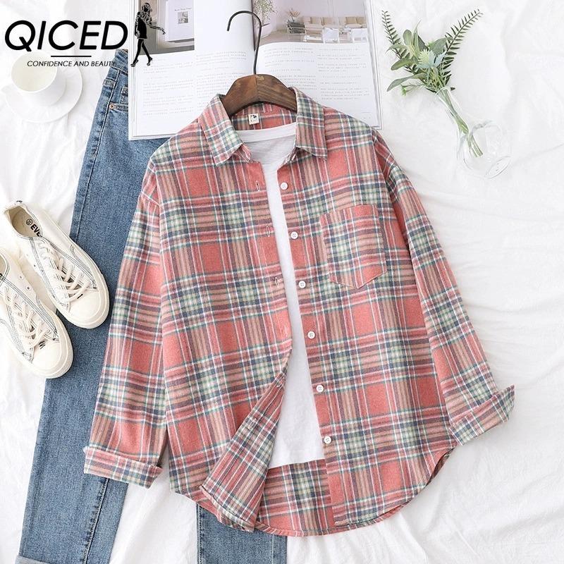 QICED Mote dame avslappet langermet POLO-hals bluser og skjorter