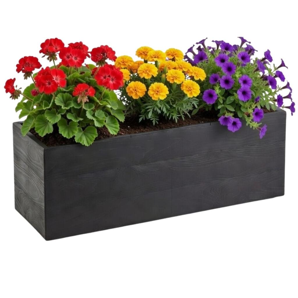 Concrete Planter On Wheels Recycled Board Black 90X30Xh30 Cm