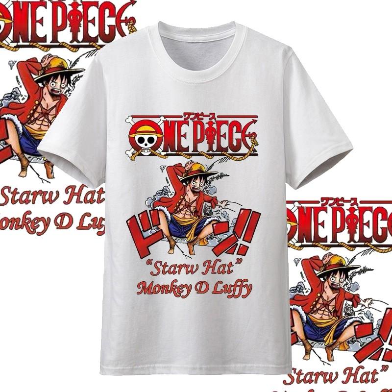 One Piece Anime Straw Hat Member Printing Oversized Cotton Tshirt Men and Women Comfortable Y2K Childrens Clothing Summer Tees