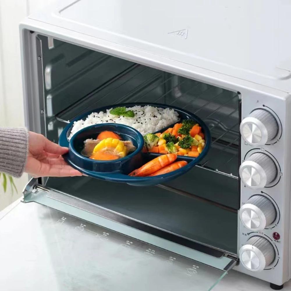 Plastic Dinner Divided Plates Round Breakfast Plate Compartment  Serving Tray  Fat Loss