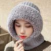 Winter Warm Fleece Lined Knit Hat Thermal Cashmere Integrated Pullover Hat Casual Fur Beanies Cap