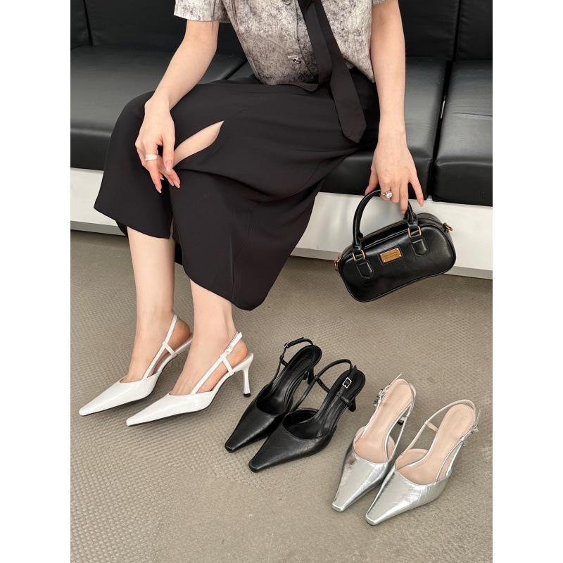 

Женские туфли-лодочки на высоком каблуке, новая нишевая модель, черные темпераментные сандалии, весенне-осенние сандалии, женская обувь 39 чёрный