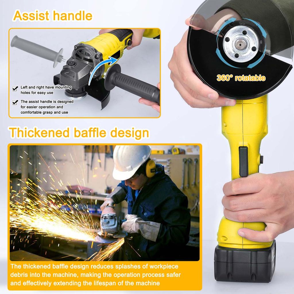 21V 125mm M14 Angle Grinder Brushless Motor Electric Grinding Tool Multifunctional Lithium Cutting Machine Utility