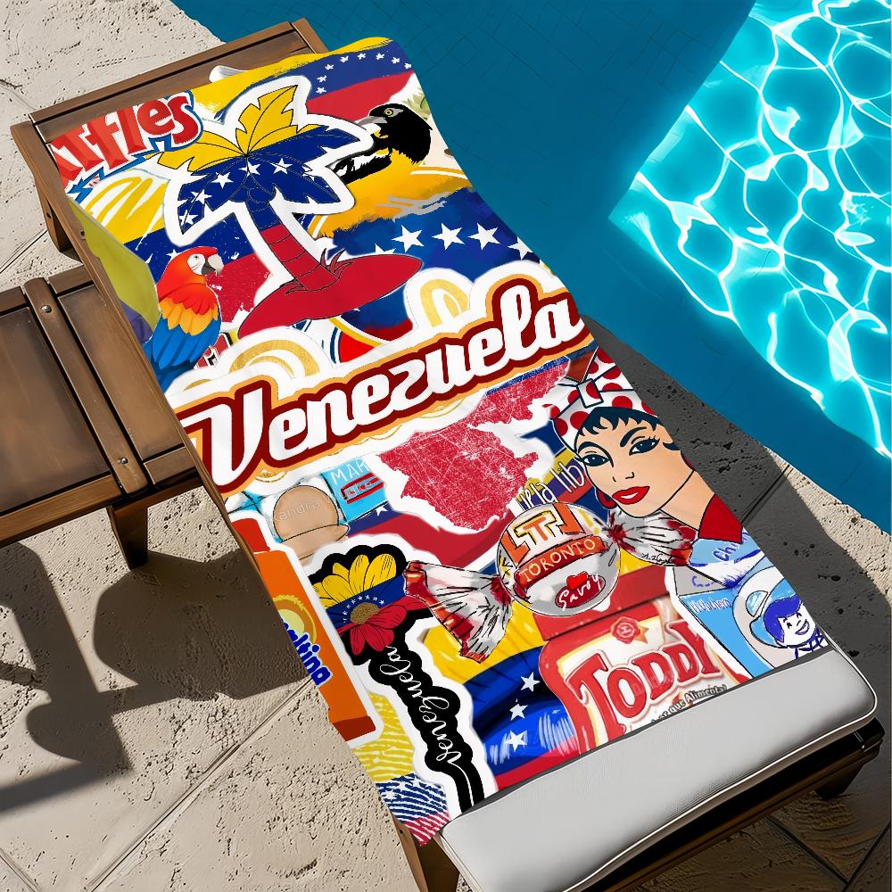 fashion pop art V-venezuela-a Towel Large Quick-Drying Microfiber soft Beach Towel for Travel Fitness Sauna Bathing Camping