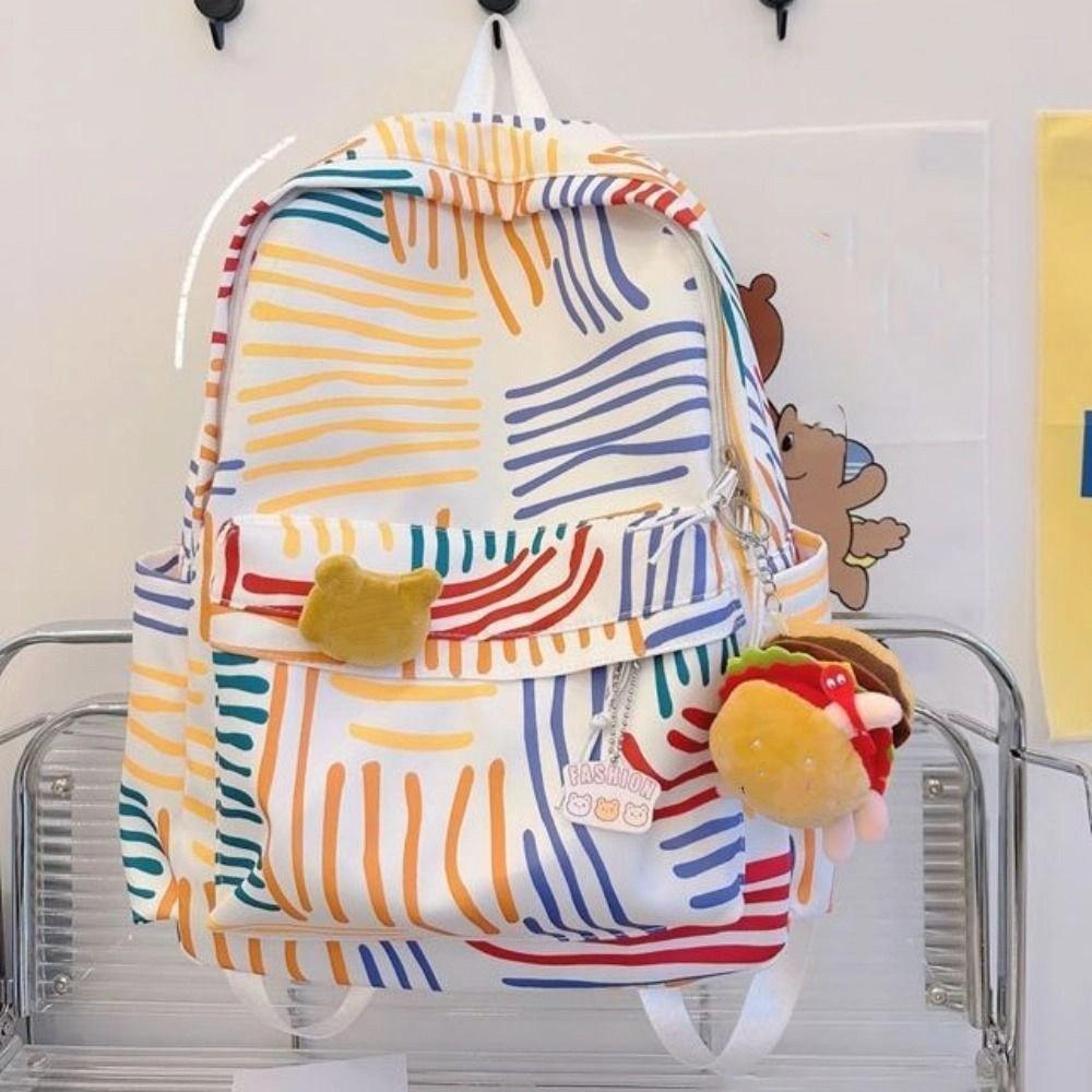 Large Capacity Laptop School Bag Oxford Ins Shoulder Bag Daypack College Stripe Backpack  Travel