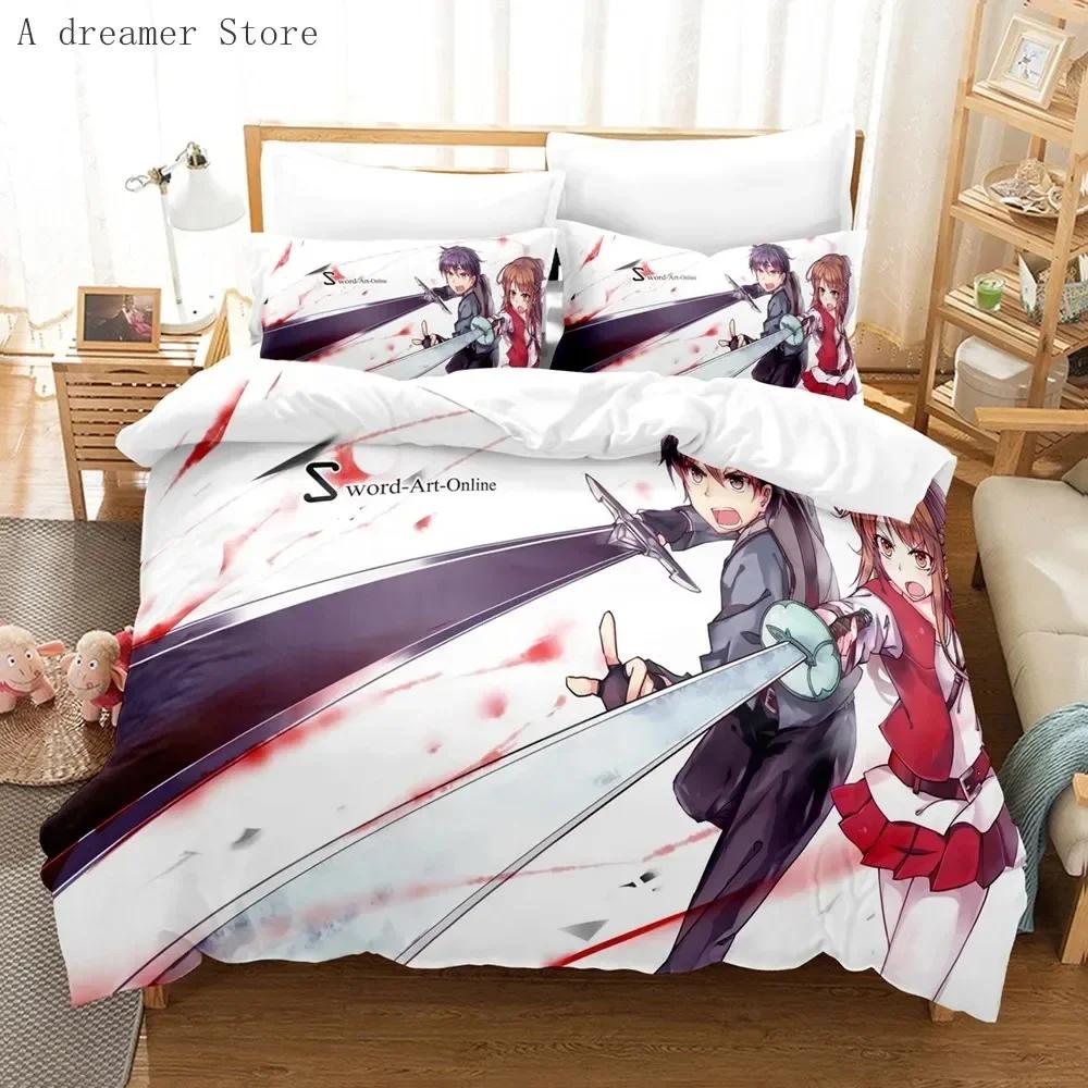 Anime Sword Art Online Comfortable Duvet Quilt Cover Pillowcase Bedding Set Children Bedroom Decoration Home Textile