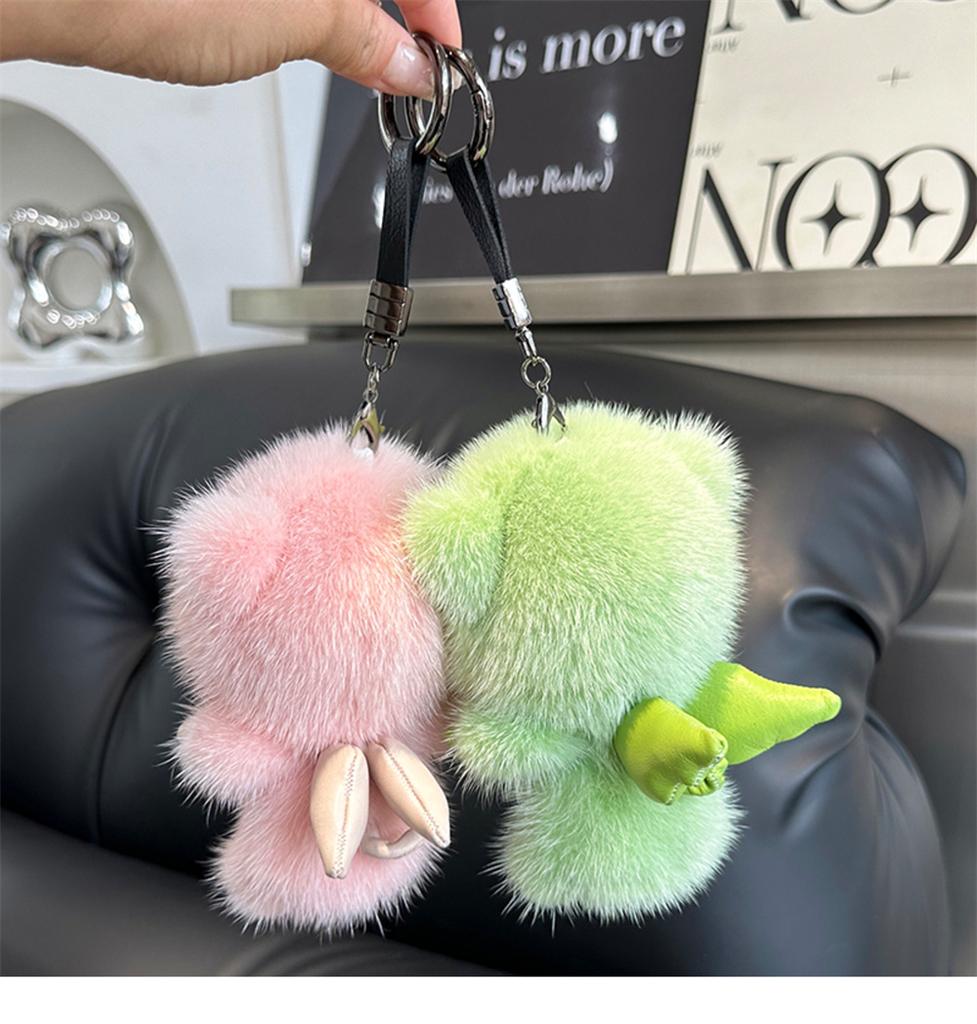 Fluffy Little Pig Fur Pompom Keychain For Woman Girls Bag Car Key Chain Cute Little Pig Key Ring On Bag Car Trinket Pendant Gift