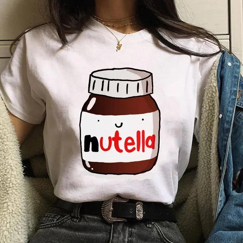 90s Nutella Print Graphic Womens Tshirt Fashionable Harajuku Tshirt Cute Cartoon Tshirt Korean Style Womens Cute Tshirt