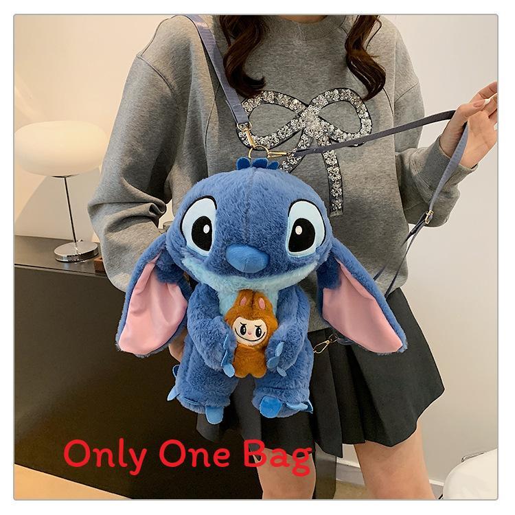 Soft Girls Cartoon Plush Backpack With Zipper Closure For Travel Casual