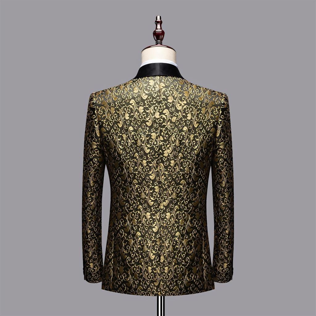 Sacouri Bărbați Costum Jacquard Culori Multiple Slim Bal Nuntă Costum pentru Performanță pe Scenă