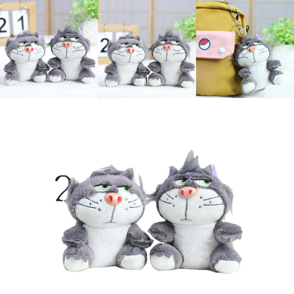 Adorable Lucifer Cat Plush Toy Keychain Cute Soft Figurine For Backpack Decoration
