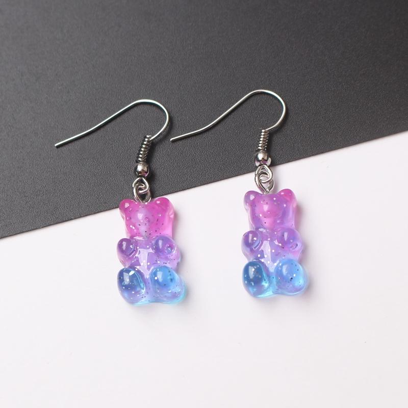 

Креативные милые серьги в виде конфетных разноцветных животных, желейных мишек, минималистичный мультяшный дизайн, женские серьги-крючки, подвески, циркон, детский подарок