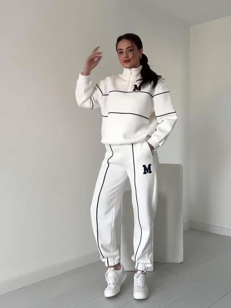 2024 Autumn Color Block Sporty Fashion Loose Set