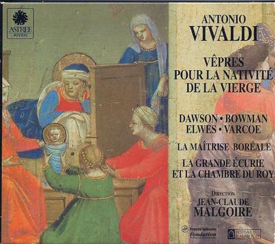 CD JEAN-CLAUDE MALGOIRE, ANTONIO VIVAL - Vivaldi: Vepres Pour La Nativite De E8520 Astrée Auvidis 1994 France Classical Used