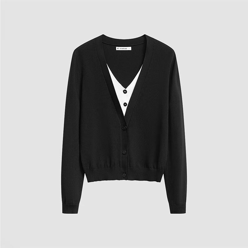 Women's French Style Faux Two-piece Knit Cardigan