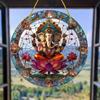 Livfull Ganesha - Vishetens Gud Solfångare, Hinduism Religiösa Tillfällen & Festlig Dekor, Akryl Hängande, Färgat Glas Stil Fönsterdekor