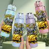 1PC Retro Truck Skull Graphic 750ml Color Plastic Sports Water Bottle Leakproof Flip Straw Lid Suitable for Sports Office Home Use