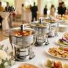 Small Buffet Warmer Chafers And Warmers Set with Glass Lid, Round Stainless Steel Compact Vacuum Insulated Meal Box Thermal Serving Bowl, Catering
