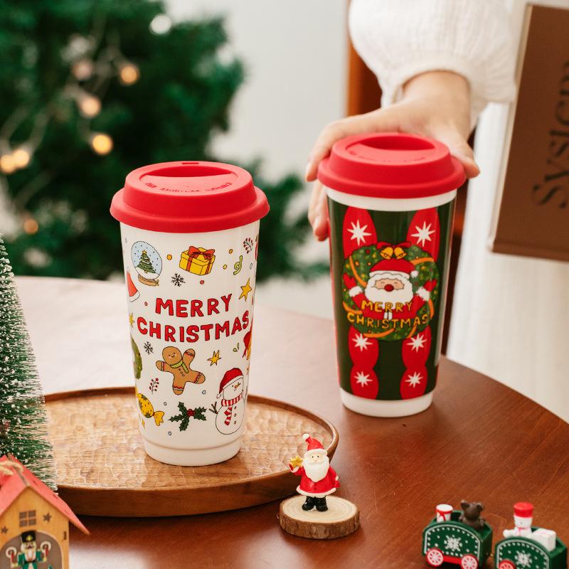 Christmas Ceramic Mug, Home and Office Tumbler, Cute Coffee Cup as a Gift for Birthday or Souvenir