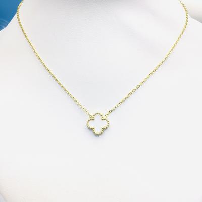 13mm Pendant Four Leaf Clover 18K Necklace Titanium Steel Classic Reversible Shell Necklace