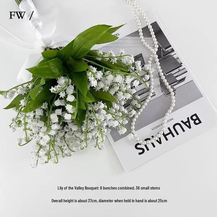 Färskt Liljekonvalj Konstgjord Blomsterarrangemang - Dekorativ Vas Konst