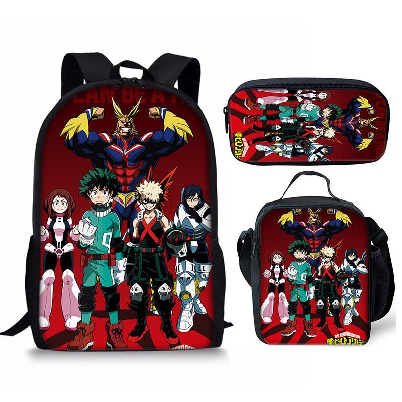 My Hero Academia Schülerrucksack mit Polyesterfutter und Anime-Cartoon-Design für Teenager