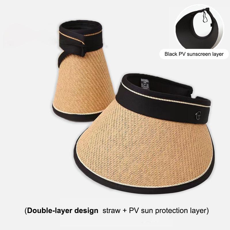 Empty Top Women Girls Visors Casual Foldable Uv Protection Beach Hat Straw Cap Sun Hats Sunshade