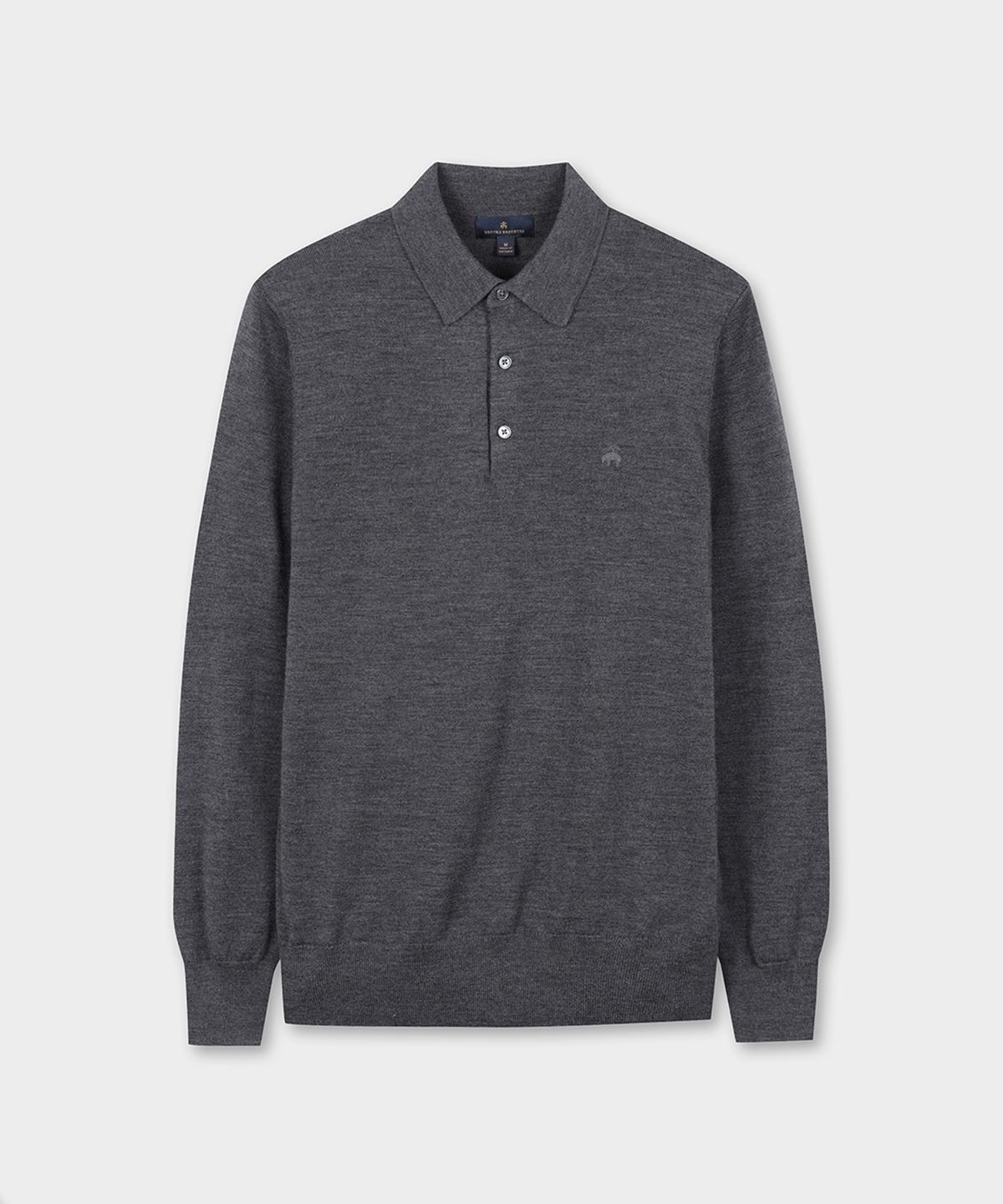 Brooks Brothers Merino Wool Polo Sweater (Grey) (Bbwtmf9638Wew) Gray/M