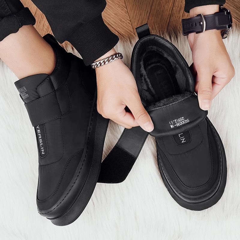 Fleece zum Warmhalten im Winter, hoch geschnittene rutschfeste dicksohlige Schneestiefel, verdickte Baumwollschuhe