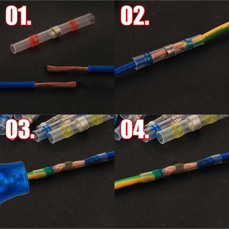 10-50Pcs Waterproof Solder Seal Heat Connector Shrink Butt Connectors Lug Terminals Electrical Wire Car Insulated Terminal