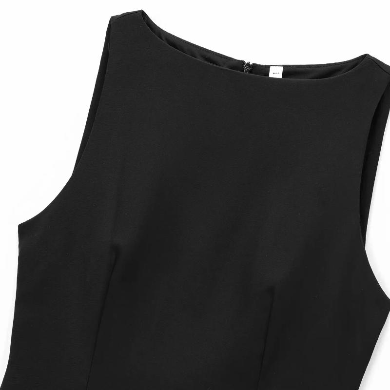 Elegantní Sexy Módní Střapcové Peří Patchwork Krátké Šaty Ženy Štíhlé O-výstřih Bez rukávů Vysoký Pas Šaty