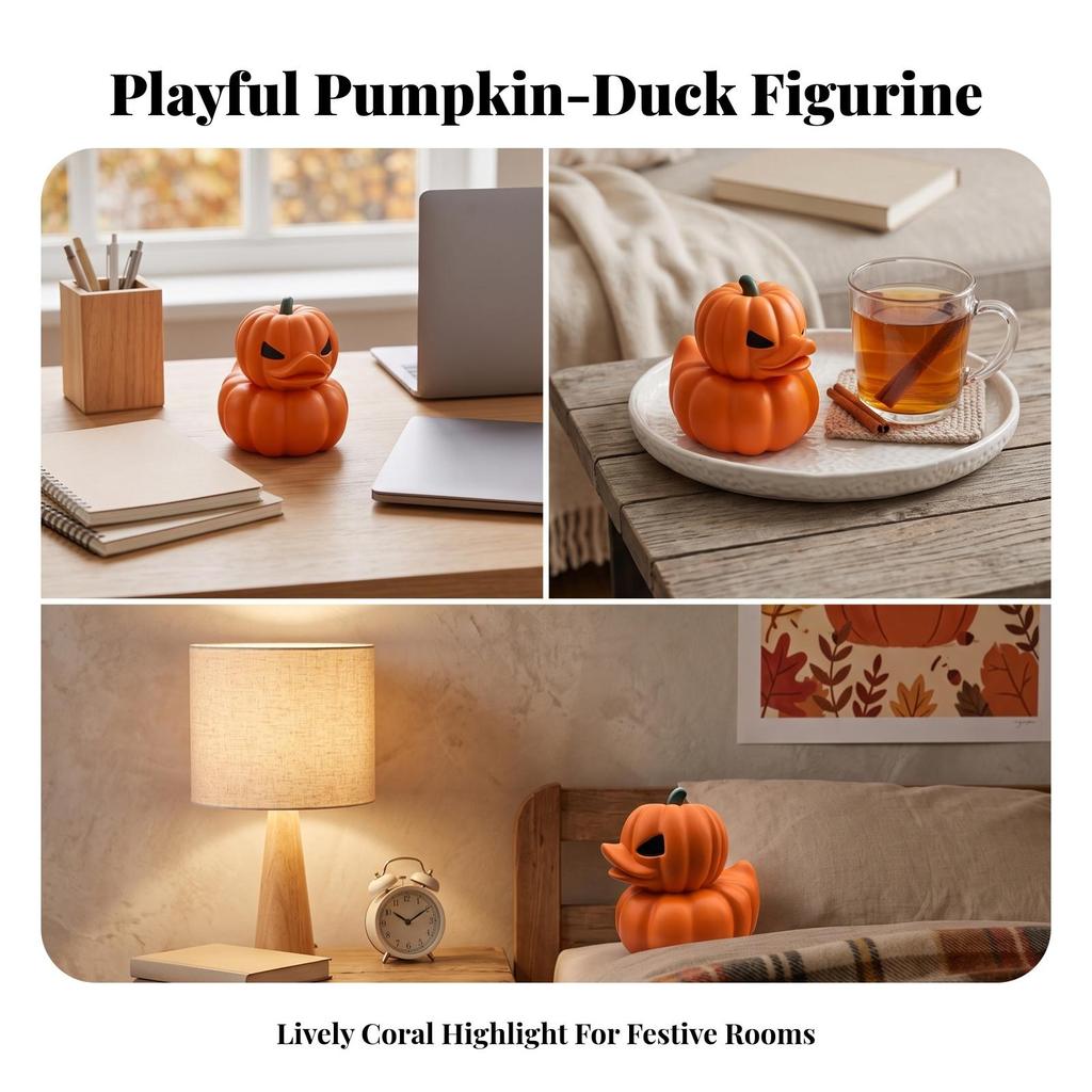 Pumpkin Duck Figurine Miniature Figurines Tabletop Ornament