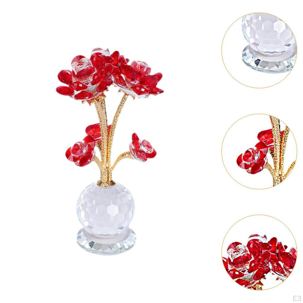 Lotus Flower Figurine Artwork Glass Statue for Cabinet Wedding Shelves