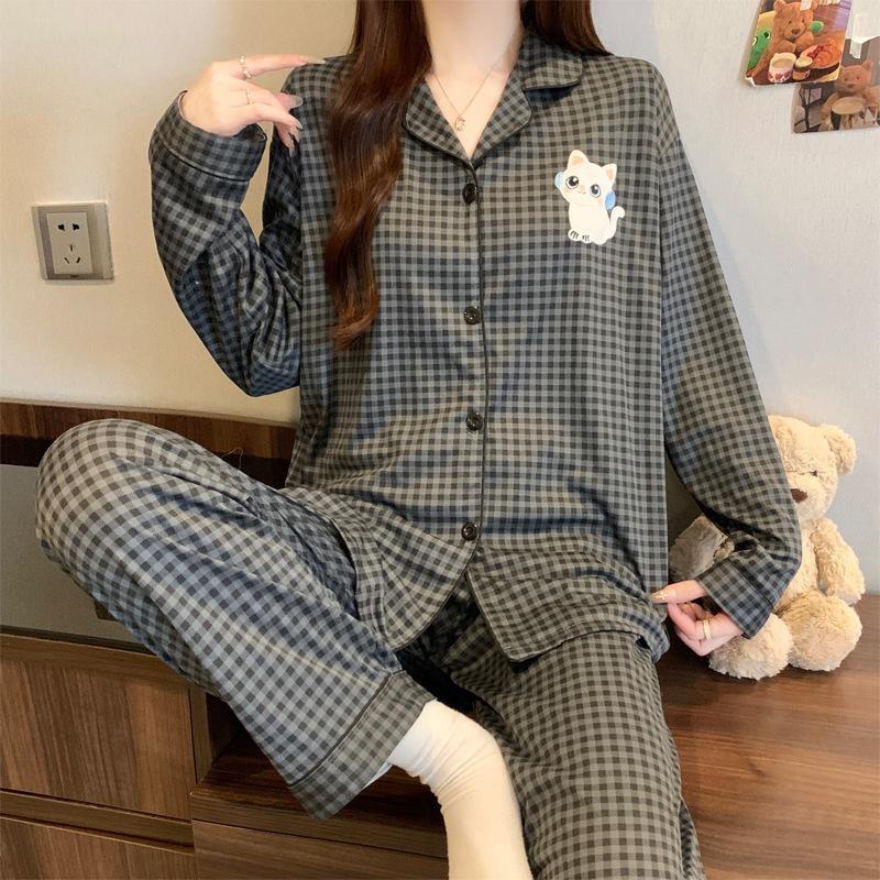 High Value, Sweet Ins Style, Cute Imitation Cotton Pajamas, Women's Casual Loungewear, Long Sleeves and Trousers Two-piece Set
