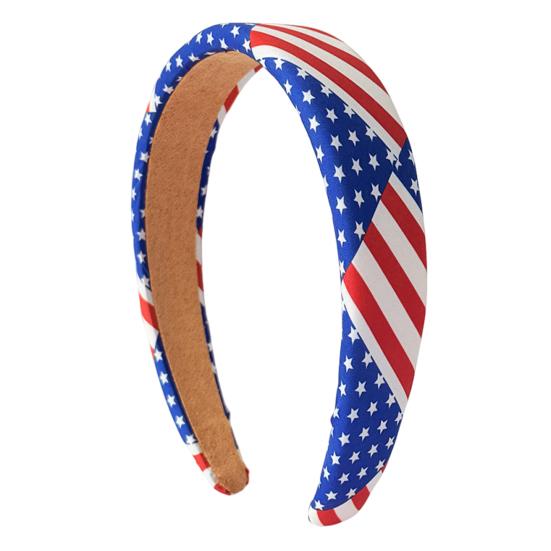 

Women Headband USA Flag Independence Day Stars Stripes Pattern Headband Sponge Filling Non-Slip Hair Hoop Holiday Party Hair Accessory королівський синій колір